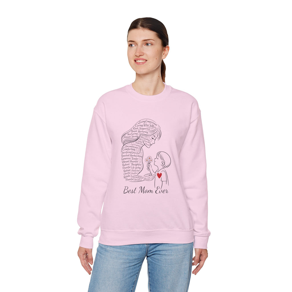 Best Mom Ever Crewneck Sweatshirt — Mother's Day Mom & Child Heart Design