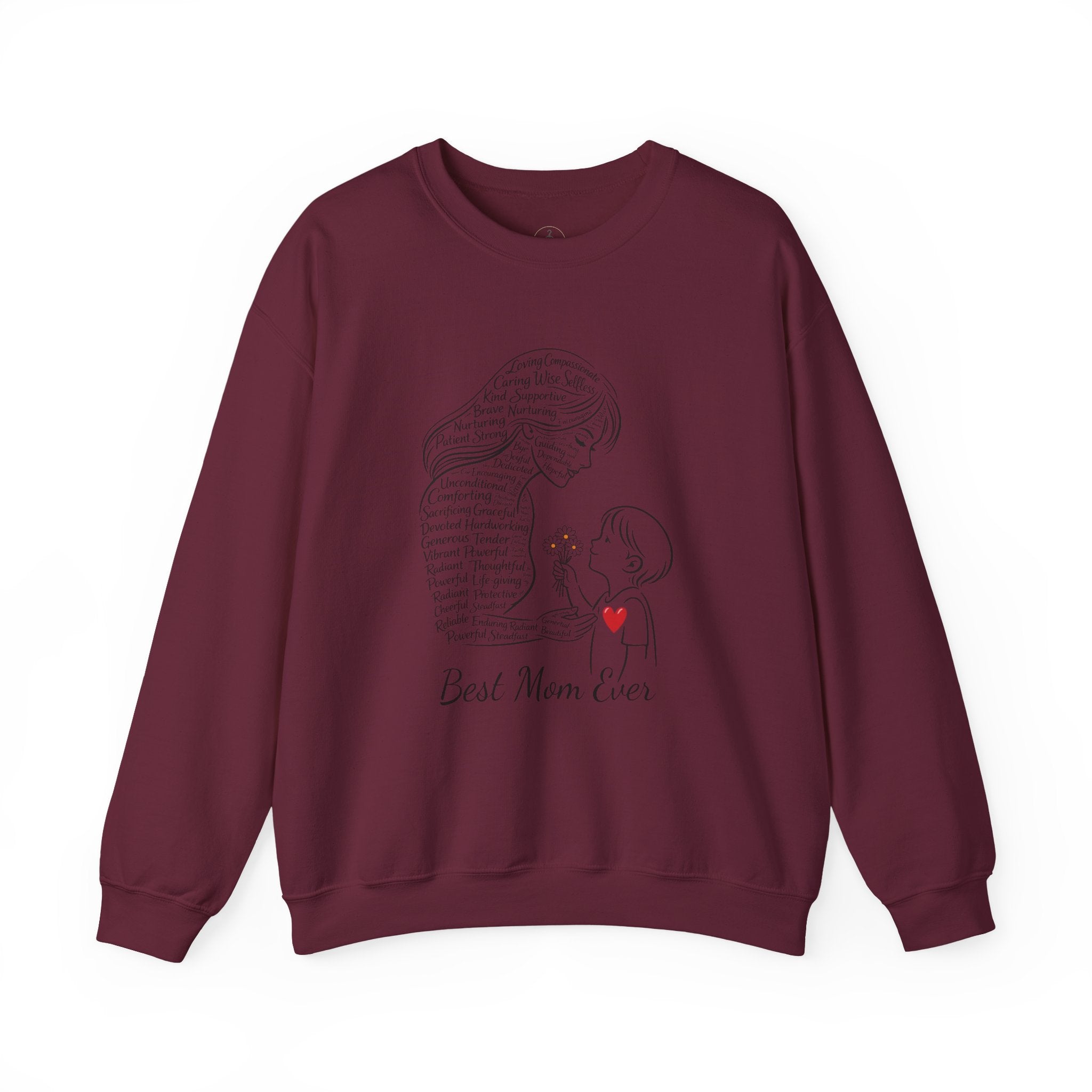 Best Mom Ever Crewneck Sweatshirt — Mother's Day Mom & Child Heart Design