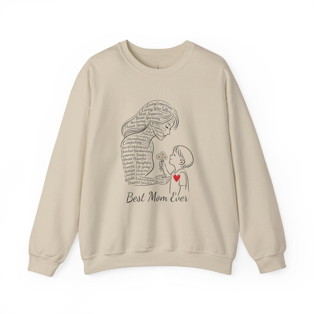 Best Mom Ever Crewneck Sweatshirt — Mother's Day Mom & Child Heart Design