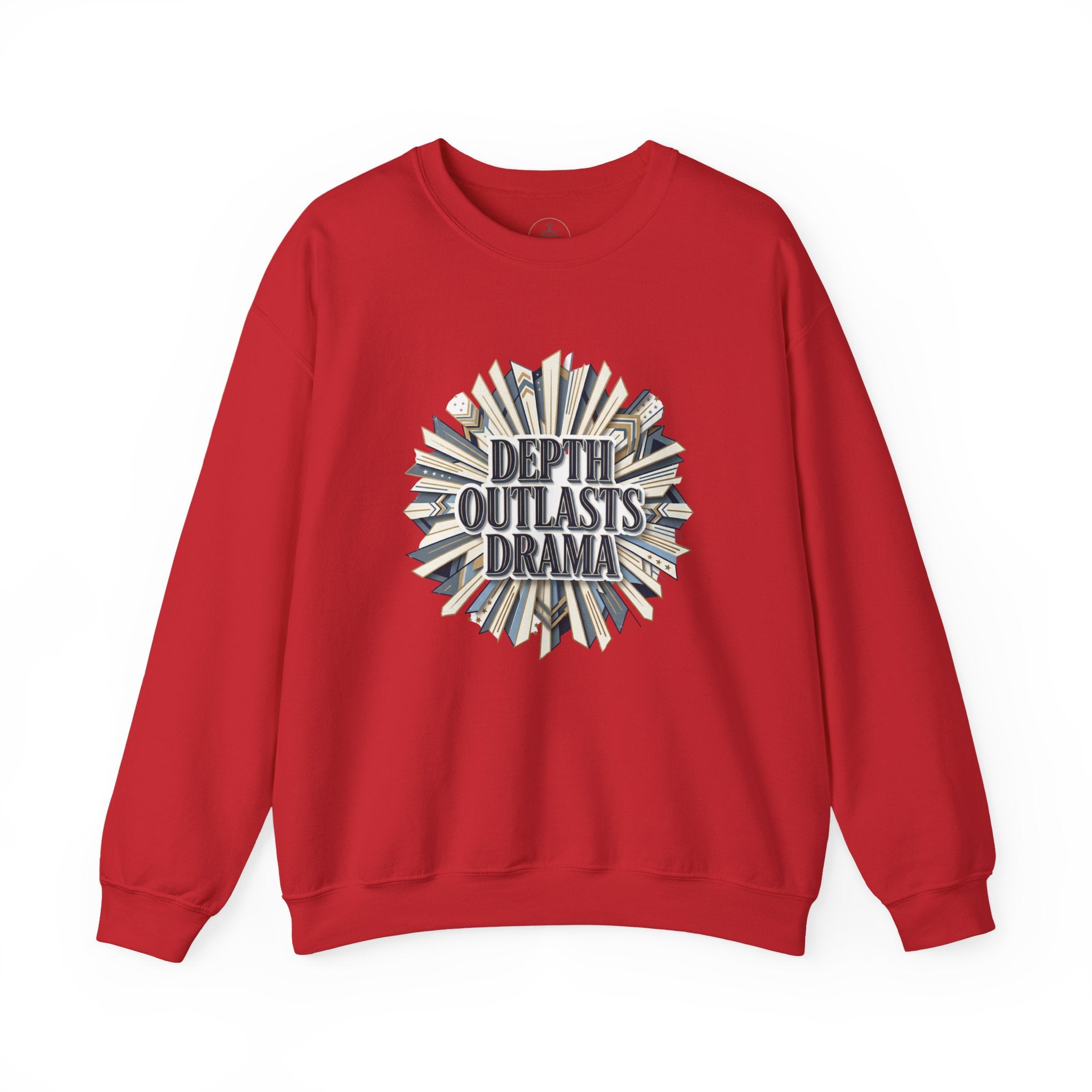 Crewneck Sweatshirt — "Depth Outlasts Drama" Graphic Pullover
