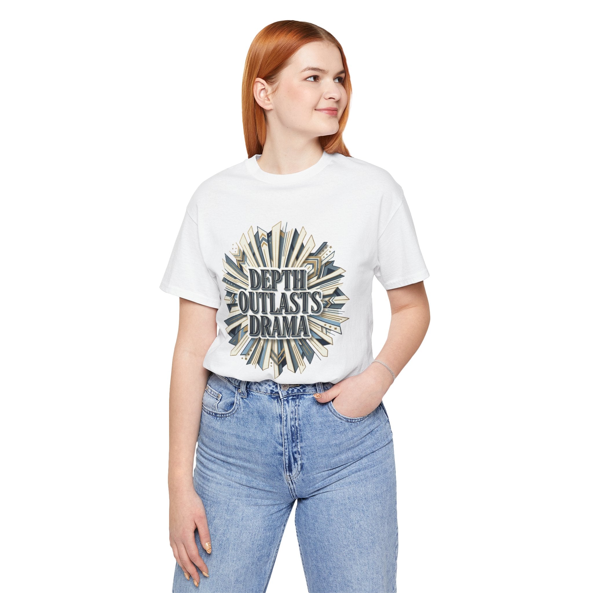 "Depth Outlasts Drama" Retro Burst Graphic Tee