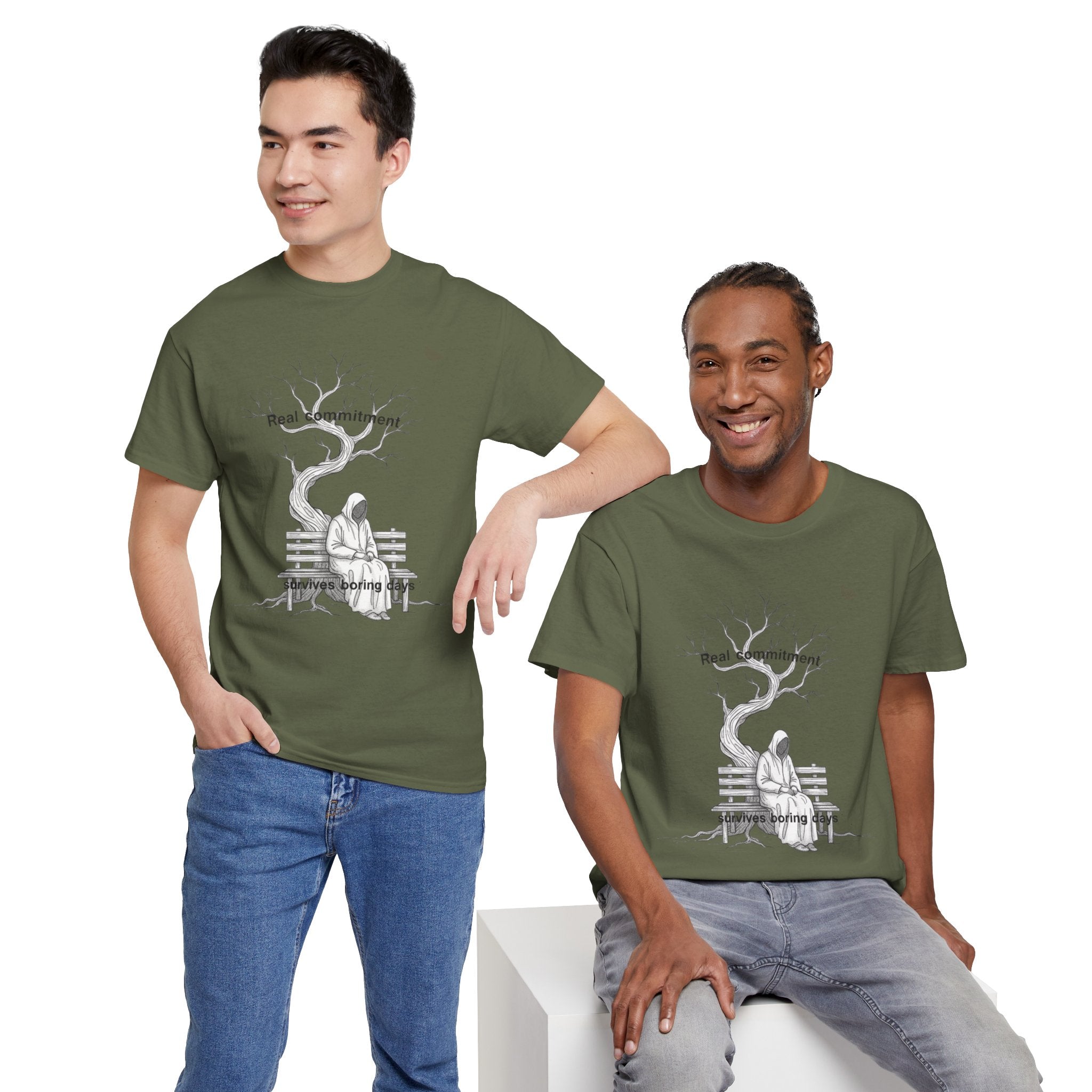 Real commitment Tee — 'Feel Something' Graphic Cotton T-Shirt