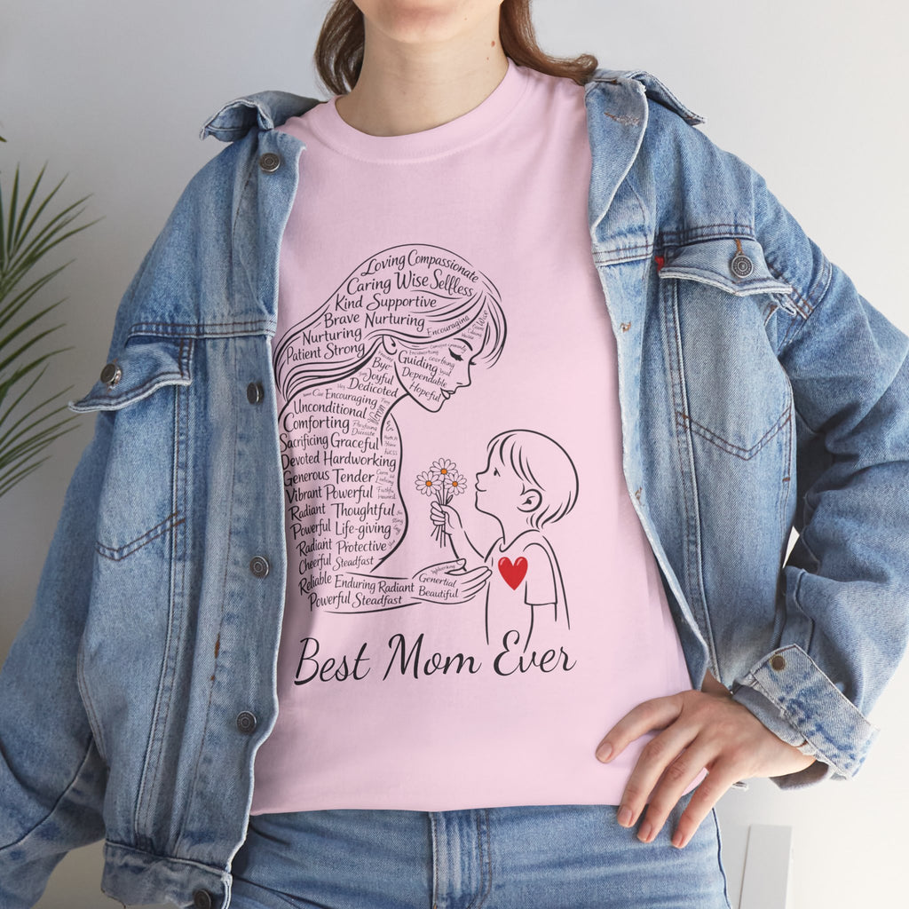 Best Mom Ever T‑Shirt — Mother's Day Gift | Mother & Child Heart Illustration