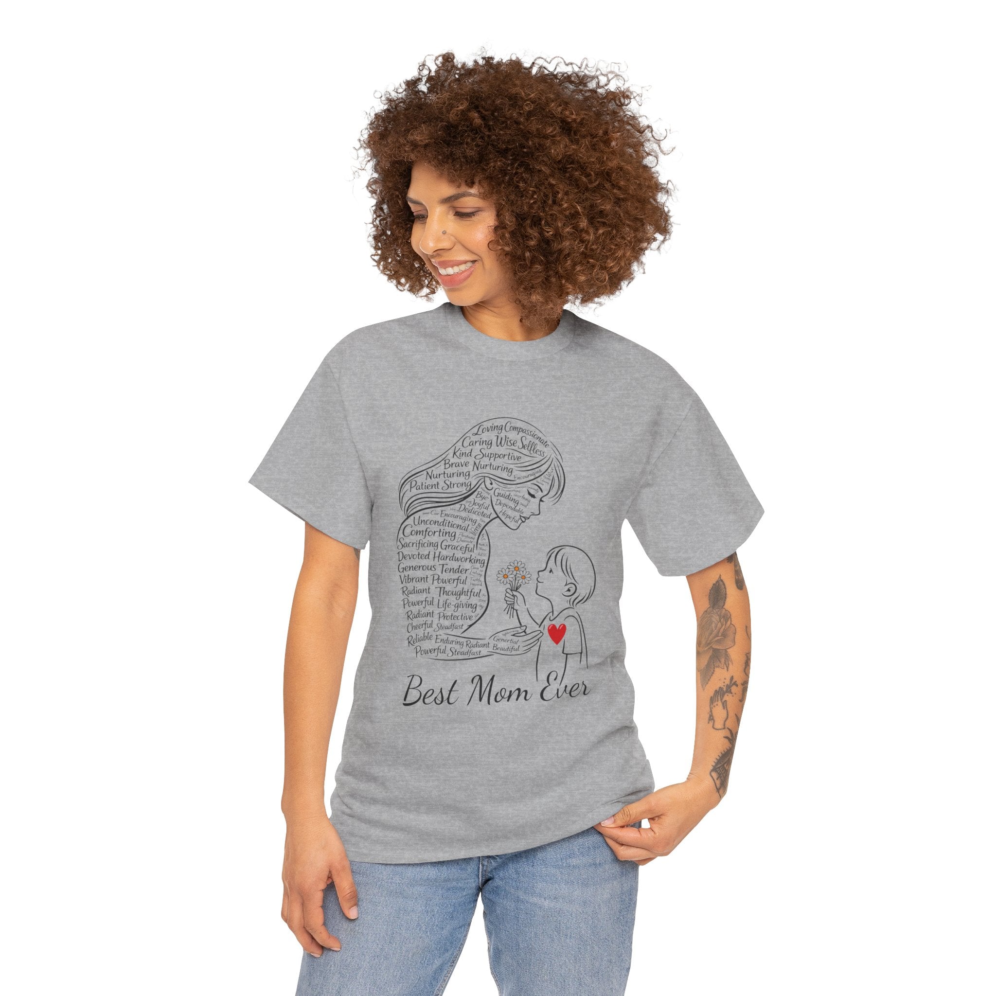 Best Mom Ever T‑Shirt — Mother's Day Gift | Mother & Child Heart Illustration