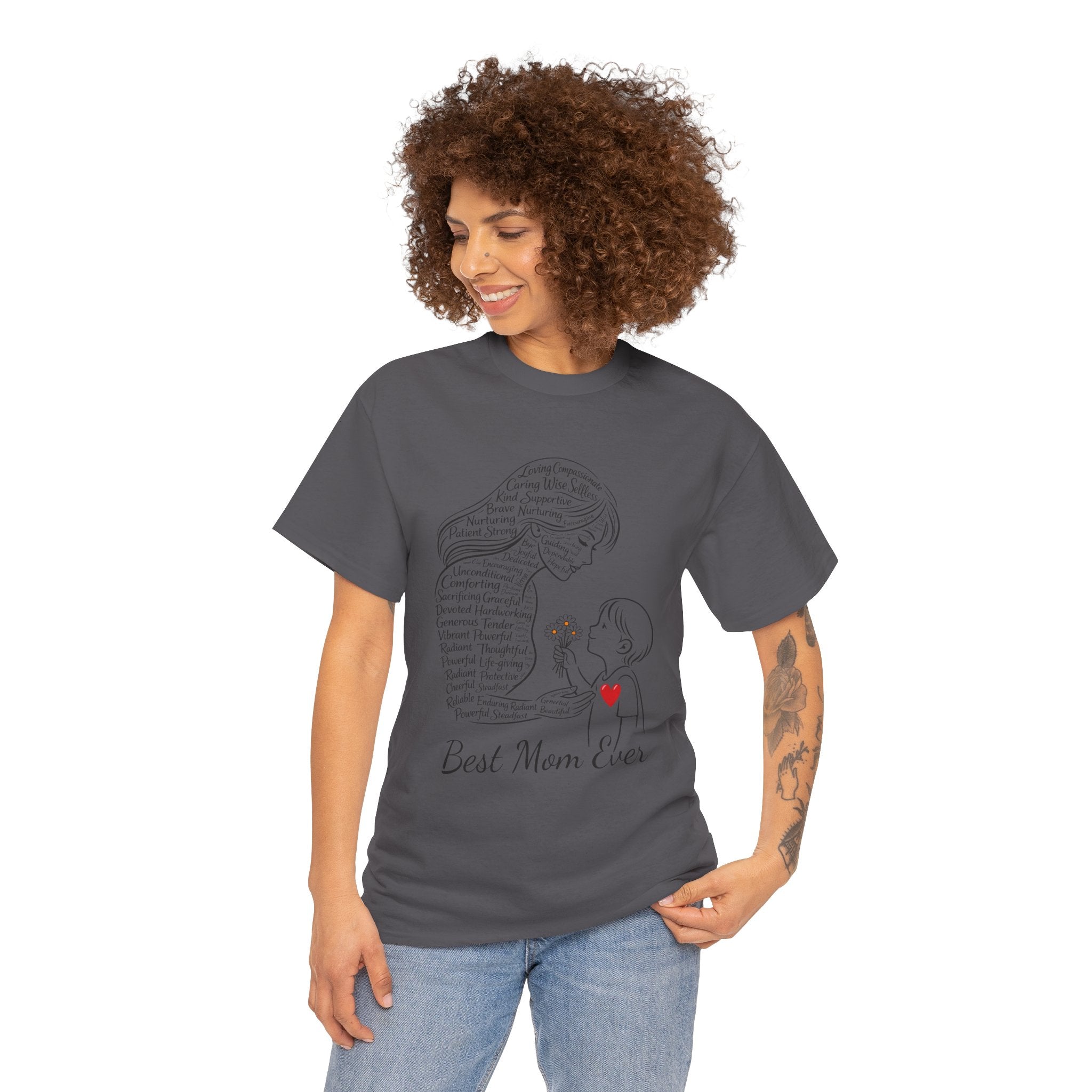 Best Mom Ever T‑Shirt — Mother's Day Gift | Mother & Child Heart Illustration