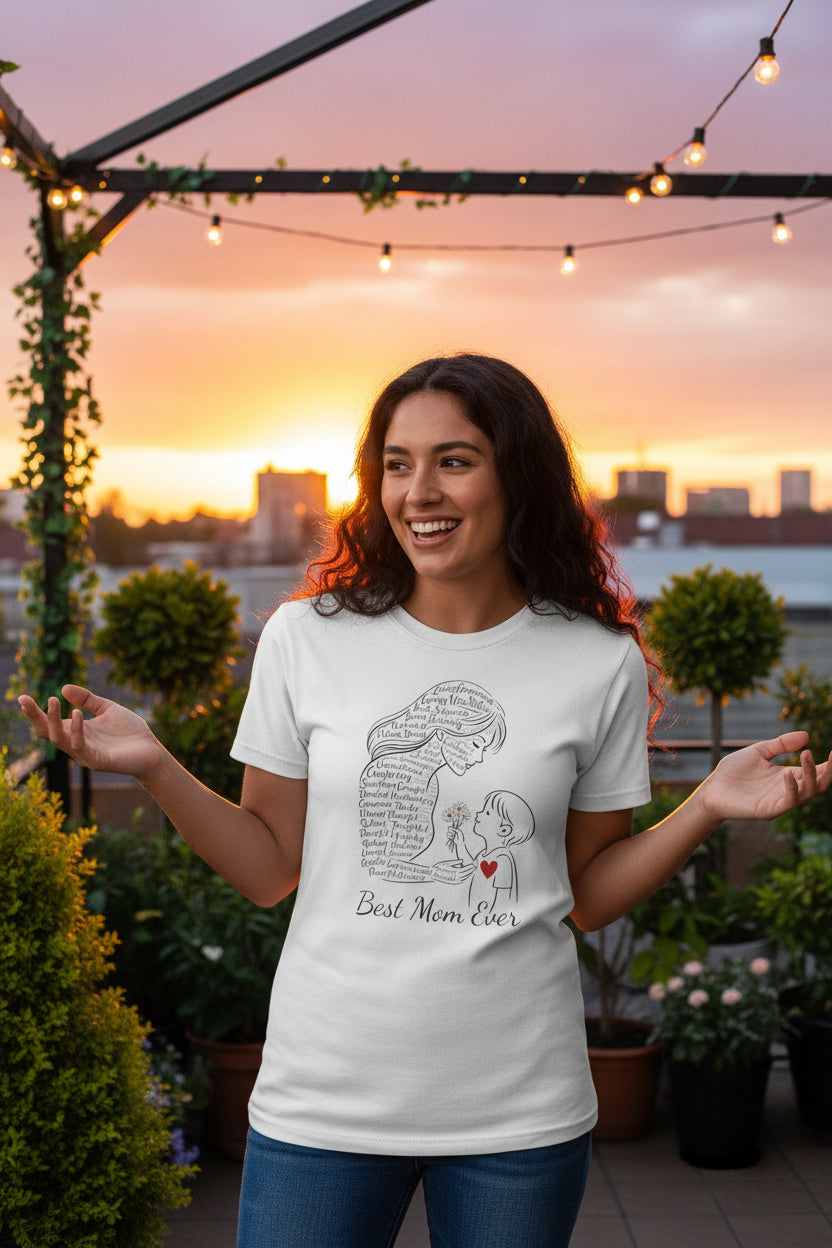 Best Mom Ever T‑Shirt — Mother's Day Gift | Mother & Child Heart Illustration
